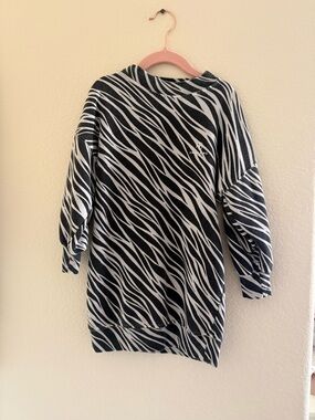 Anine Bing Black and White Zebra Print Kids Sweatshirt Dress